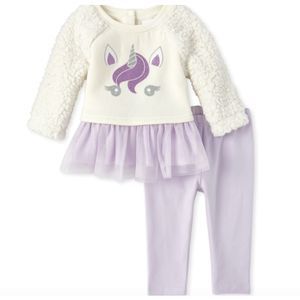Baby Girls Glitter Unicorn 2-Piece Outfit 2T